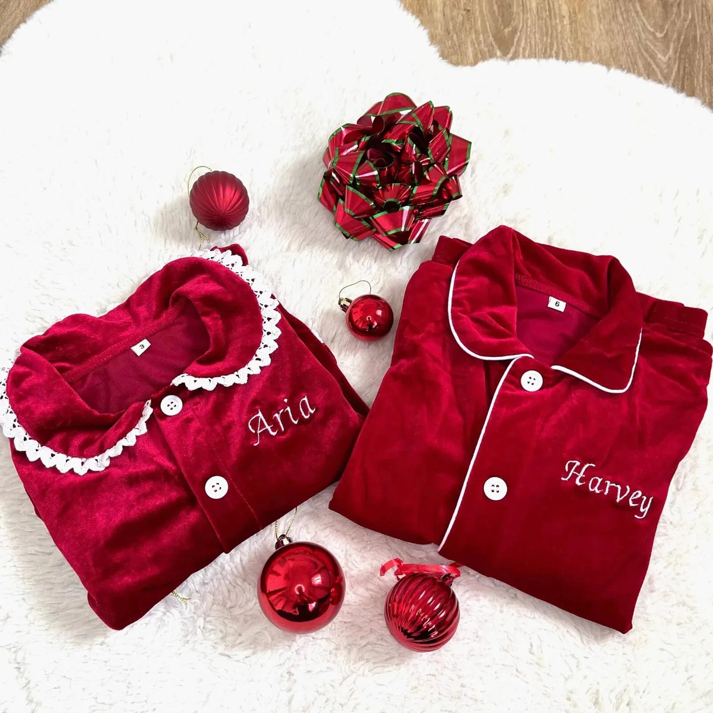 Kids Velvet Custom Christmas Pyjamas