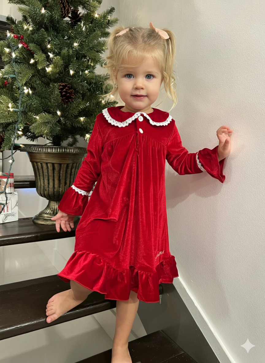 Kids Velvet Custom Christmas Pyjamas