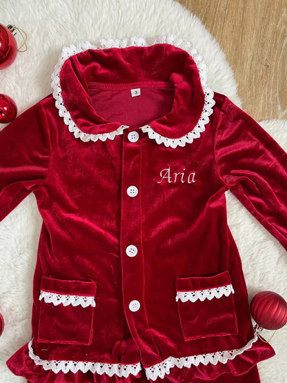 Kids Velvet Custom Christmas Pyjamas